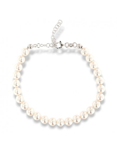 Bracciale Argento Rodiato Perle 6MM [cf34c540]