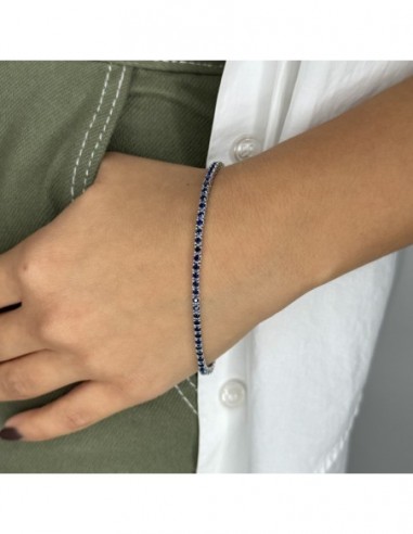 Bracciale Argento Tennis Zirconi Blu 2MM 21CM [7320f259]