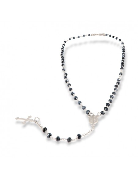 Collana Argento Rodiato Rosario Sfere Blu Notte [90281491]