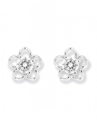Orecchini Oro Bianco Fiore Con Zircone Centrale [cd0ebe35]