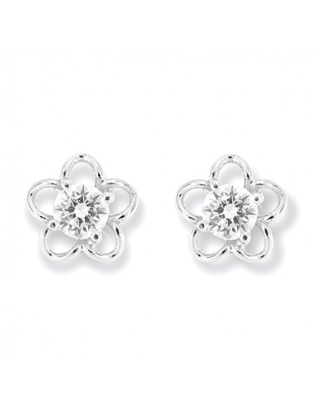 Orecchini Oro Bianco Fiore Con Zircone Centrale [cd0ebe35]