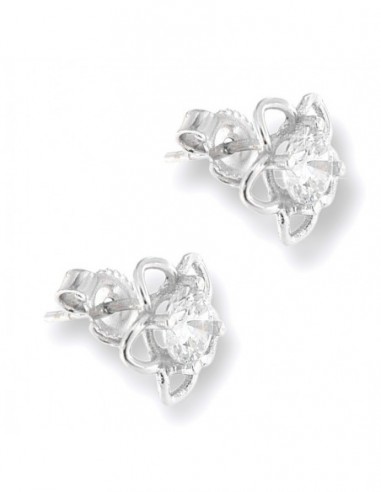 Orecchini Oro Bianco Fiore Con Zircone Centrale [887a1be2]