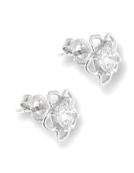 Orecchini Oro Bianco Fiore Con Zircone Centrale [887a1be2]