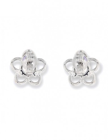 Orecchini Oro Bianco Fiore Con Zircone Centrale [8d2a5cfc]