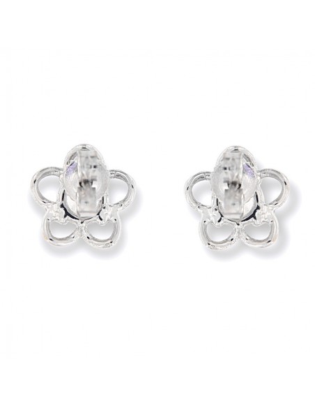 Orecchini Oro Bianco Fiore Con Zircone Centrale [8d2a5cfc]