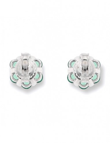 Orecchini Oro Bianco Fiore Zirconi Bianchi E Verdi [8373edff]