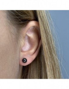 Orecchini Oro Bianco Perla Nera Acqua Dolce 6MM [1428fd38] 2