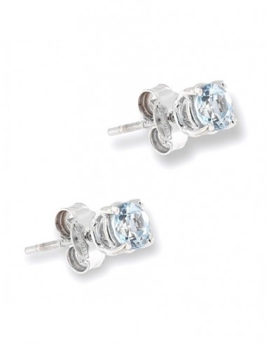 Orecchini Oro Bianco Zirconi Celeste 4,5MM [1d3d10e7]