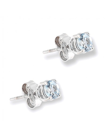 Orecchini Oro Bianco Zirconi Celeste 4,5MM [1d3d10e7]