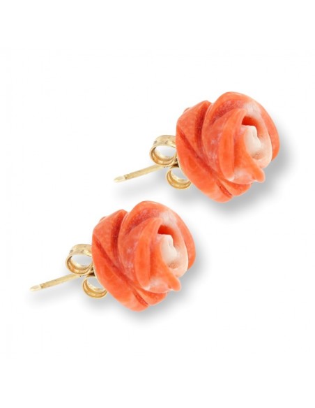 Orecchini Oro Giallo Rosa Di Corallo [7f87bd42]
