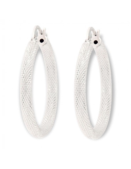 Orecchini Oro Bianco Cerchi Godronati [1ee64886]
