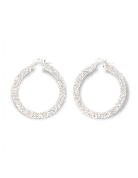 Orecchini Oro Bianco Cerchi Godronati [4de06359]