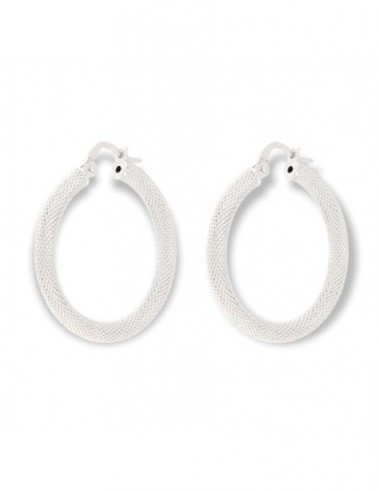 Orecchini Oro Bianco Cerchi Godronati [48b02447]