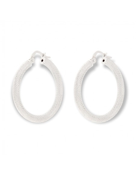 Orecchini Oro Bianco Cerchi Godronati [48b02447]