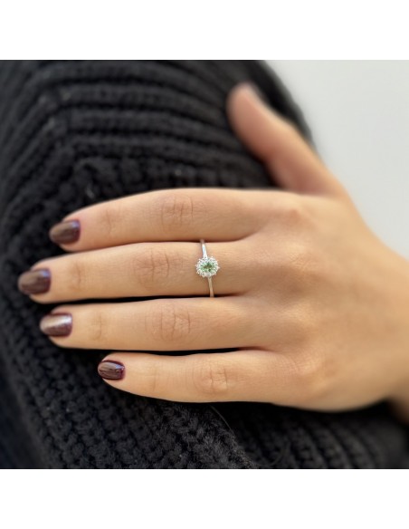 Anello Argento Rodiato Principessa Verde Mela 4x3M [dd05f462]