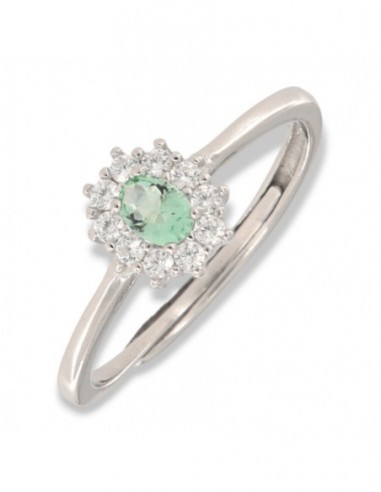Anello Argento Rodiato Principessa Verde Mela 4x3M [6a183566]