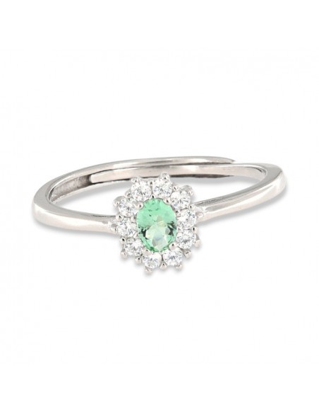 Anello Argento Rodiato Principessa Verde Mela 4x3M [0173f071]