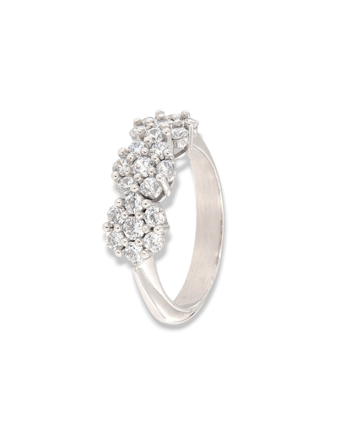 Anello Doppia Fascia Curva In Rodio Placcato Con Cubic Zirconia – Gioielli Eleganti In Scatola Regalo