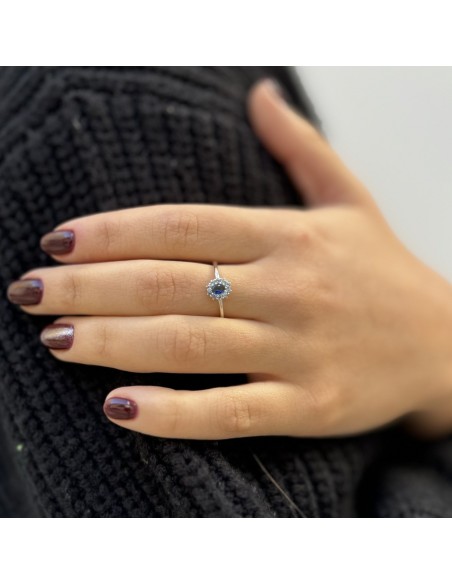Anello Argento Rodiato Principessa Blu Zirconi Laterali Blu [cb3e64ca]