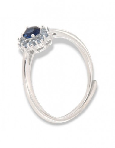 Anello Argento Rodiato Principessa Blu Zirconi Laterali Blu [d68baea7]