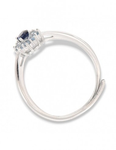 Anello Argento Rodiato Principessa Blu Zirconi Laterali Blu [61966fa3]
