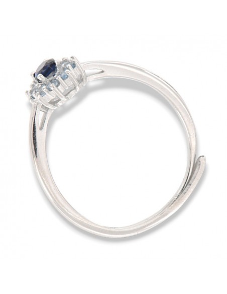 Anello Argento Rodiato Principessa Blu Zirconi Laterali Blu [61966fa3]