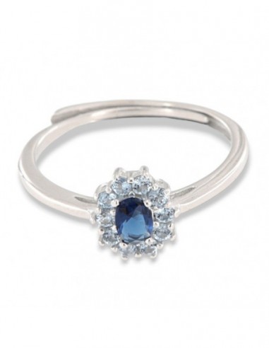 Anello Argento Rodiato Principessa Blu Zirconi Laterali Blu [b8b02cae]