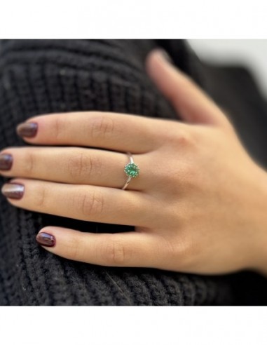 Anello Argento Rodiato Principessa Verde Zirconi Laterali Verdi [c9e5e6b6]