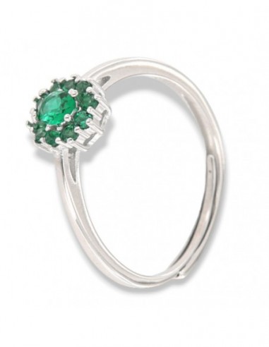 Anello Argento Rodiato Principessa Verde Zirconi Laterali Verdi [7ba860ac]