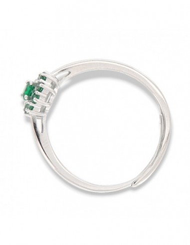 Anello Argento Rodiato Principessa Verde Zirconi Laterali Verdi [ccb5a1a8]