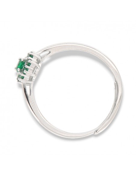 Anello Argento Rodiato Principessa Verde Zirconi Laterali Verdi [ccb5a1a8]