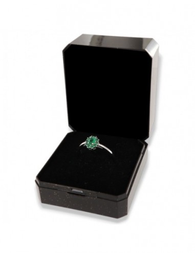 Anello Argento Rodiato Principessa Verde Zirconi Laterali Verdi [a28e23a1]