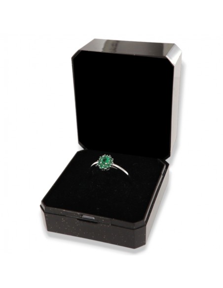 Anello Argento Rodiato Principessa Verde Zirconi Laterali Verdi [a28e23a1]