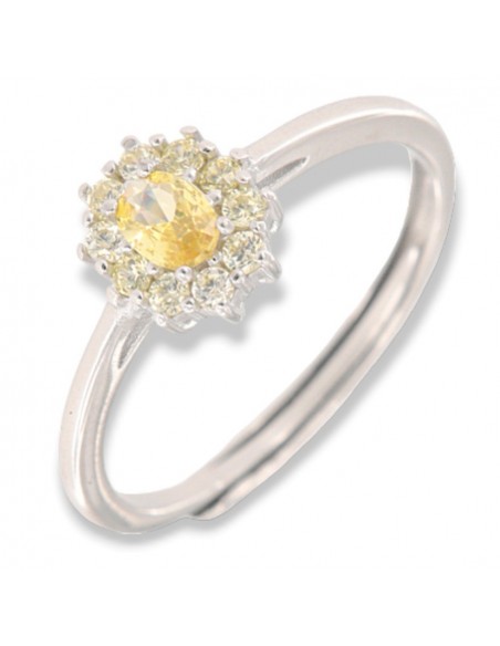 Anello Argento Rodiato Principessa Gialla Zirconi Laterali Gialli [f954ffb3]