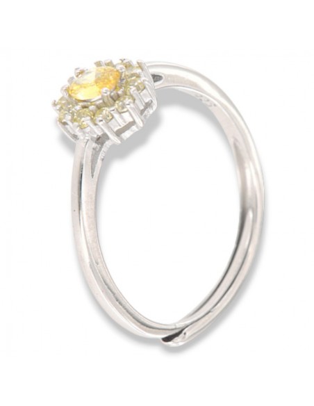 Anello Argento Rodiato Principessa Gialla Zirconi Laterali Gialli [fc04b8ad]