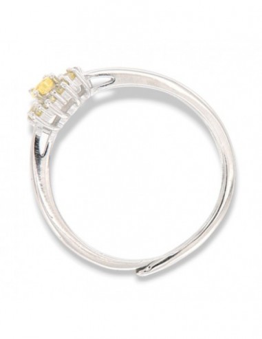 Anello Argento Rodiato Principessa Gialla Zirconi Laterali Gialli [4b1979a9]