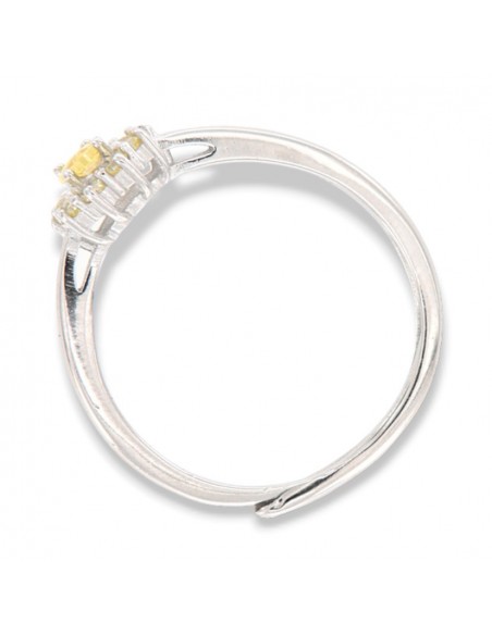 Anello Argento Rodiato Principessa Gialla Zirconi Laterali Gialli [4b1979a9]