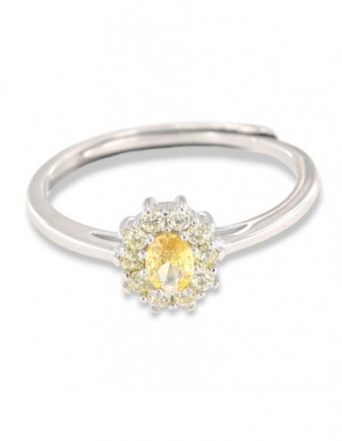 Anello Argento Rodiato Principessa Gialla Zirconi Laterali Gialli [923f3aa4]