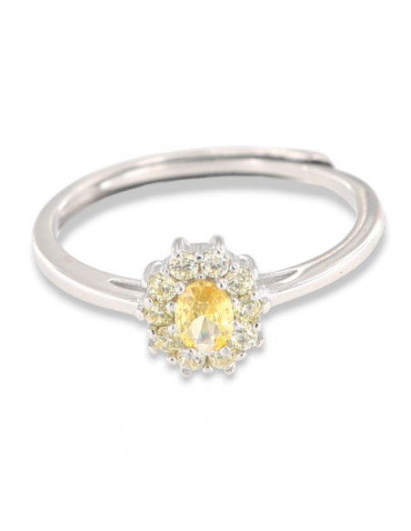 Anello Argento Rodiato Principessa Gialla Zirconi Laterali Gialli [923f3aa4]