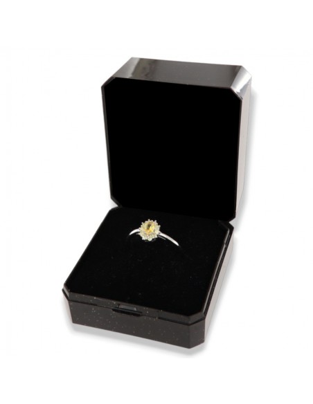 Anello Argento Rodiato Principessa Gialla Zirconi Laterali Gialli [2522fba0]