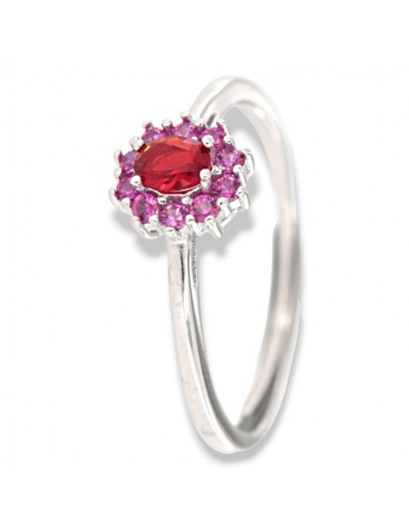 Anello Argento Rodiato Principessa Rossa Zirconi Laterali Viola [97b6c5c5]