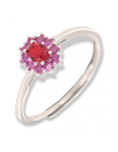 Anello Argento Rodiato Principessa Rossa Zirconi Laterali Viola [efb58662]