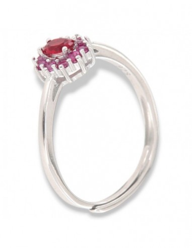 Anello Argento Rodiato Principessa Rossa Zirconi Laterali Viola [eae5c17c]