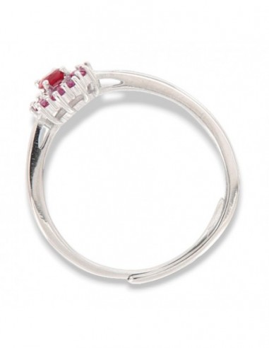 Anello Argento Rodiato Principessa Rossa Zirconi Laterali Viola [5df80078]