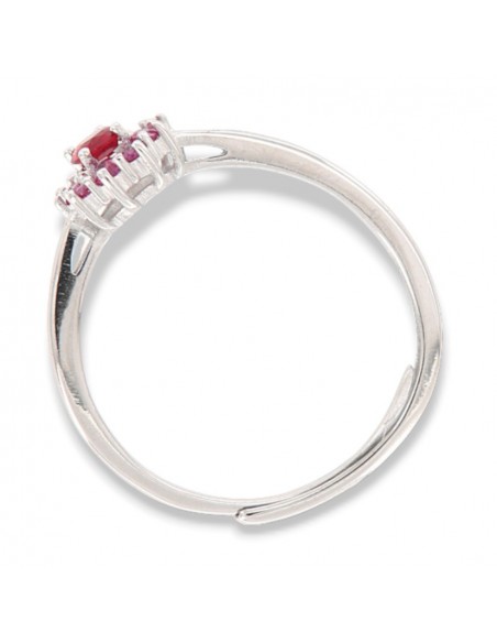 Anello Argento Rodiato Principessa Rossa Zirconi Laterali Viola [5df80078]
