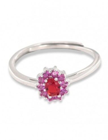 Anello Argento Rodiato Principessa Rossa Zirconi Laterali Viola [84de4375]