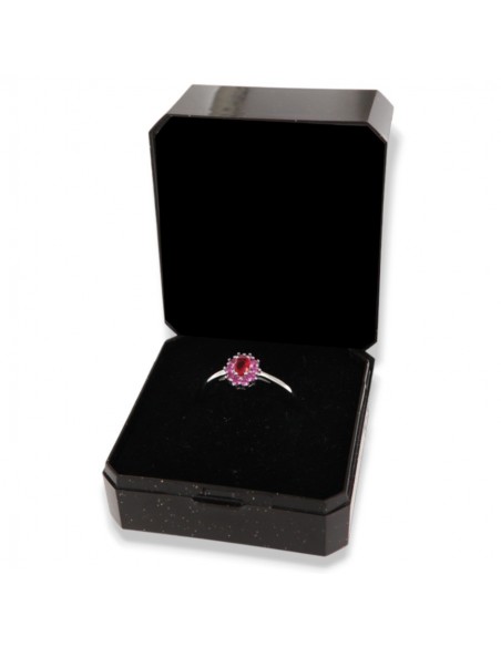 Anello Argento Rodiato Principessa Rossa Zirconi Laterali Viola [33c38271]
