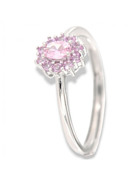 Anello Argento Rodiato Principessa Rosa Zirconi Rosa [20ab04c1]