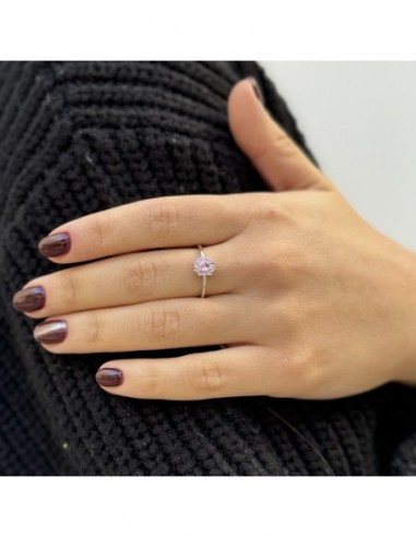 Anello Argento Rodiato Principessa Rosa Zirconi Rosa [df049f67]