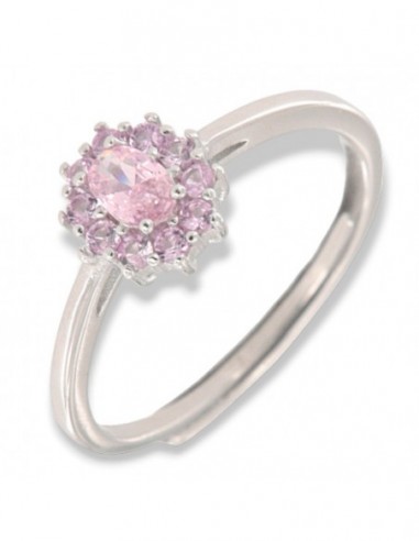 Anello Argento Rodiato Principessa Rosa Zirconi Rosa [68195e63]